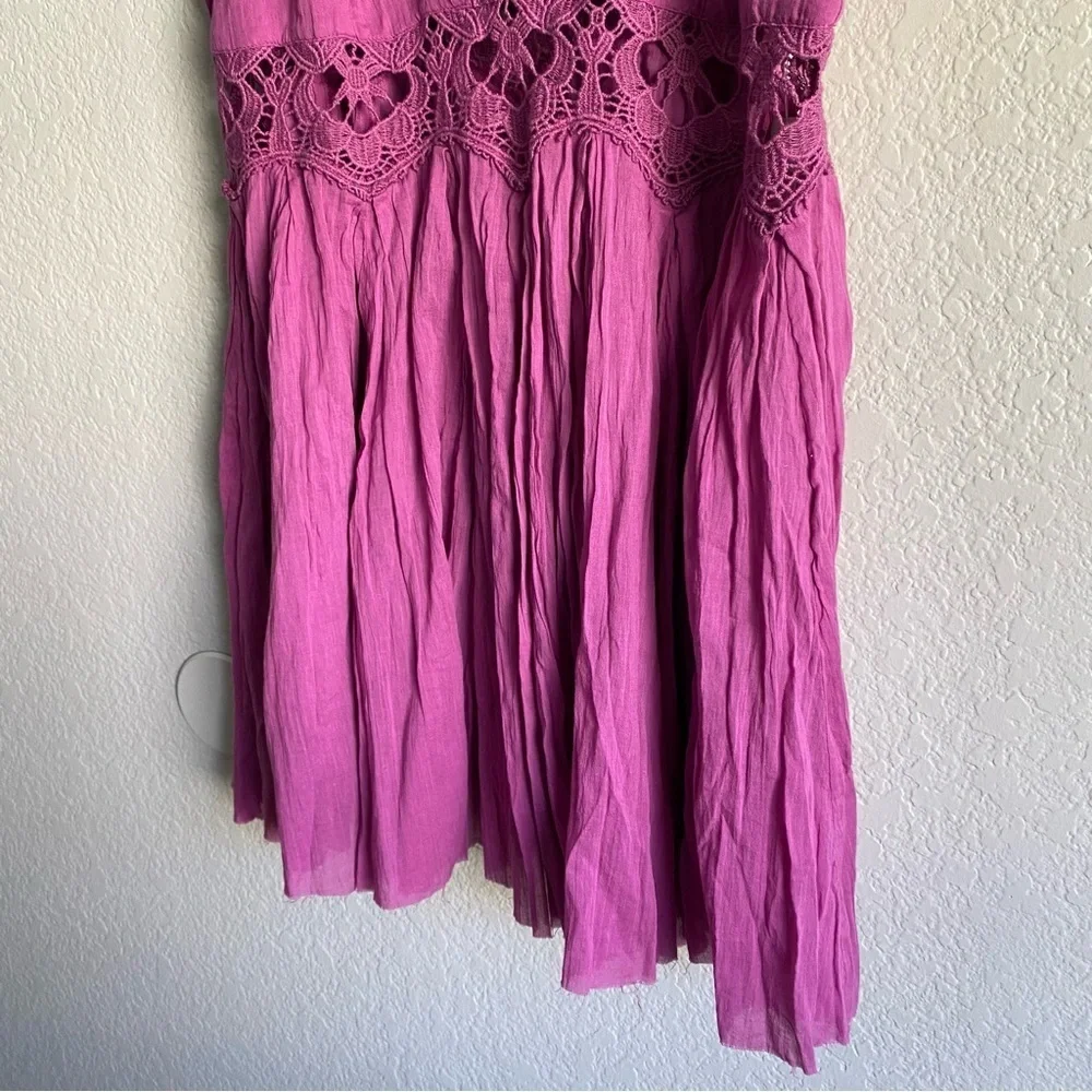 Free People Ilektra Slip Mini Dress Dahlia Mauve Magenta Boho Coquette NEW